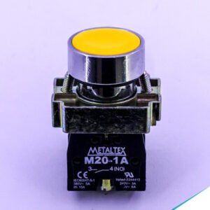 PULSADOR FACEADO 22MM METAL - AMARELO - 1NA - METALTEX - M20AFR-Y-1A